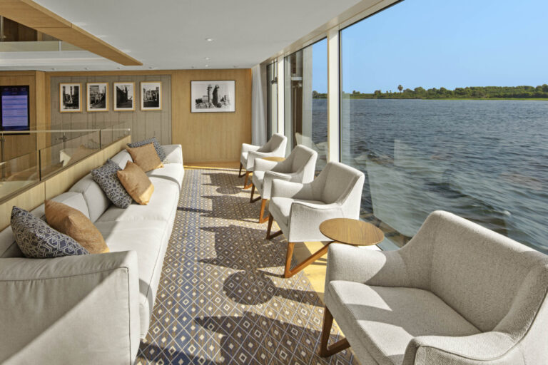 viking cruises public area Atrium Aton Sofa Chairs Windows 3840 3x2