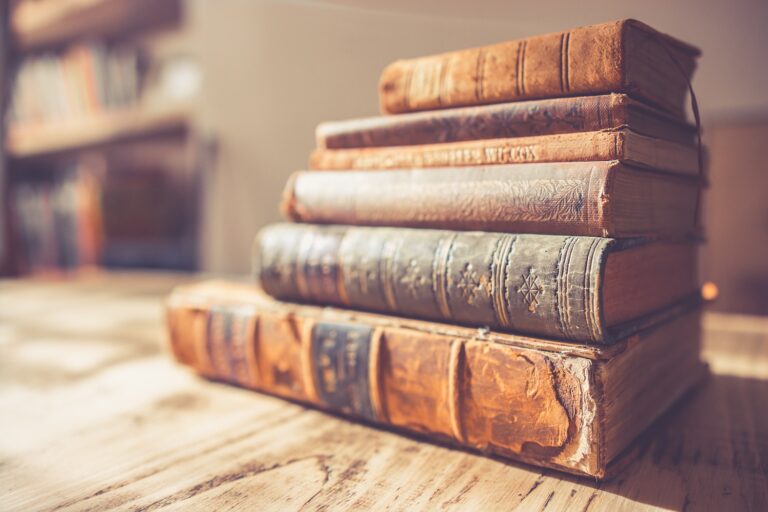 stack of vintage books