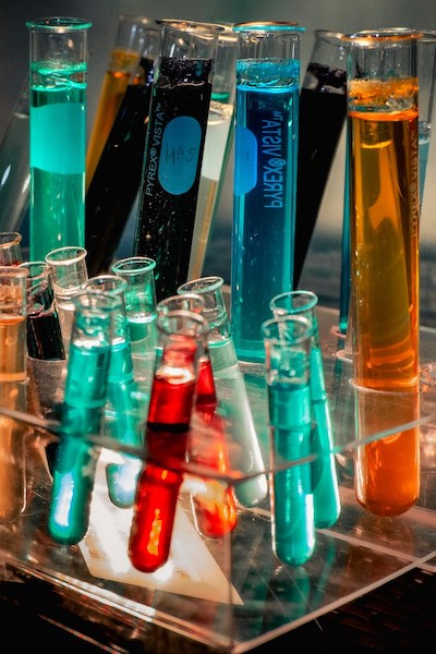 science lab test tubes portrait