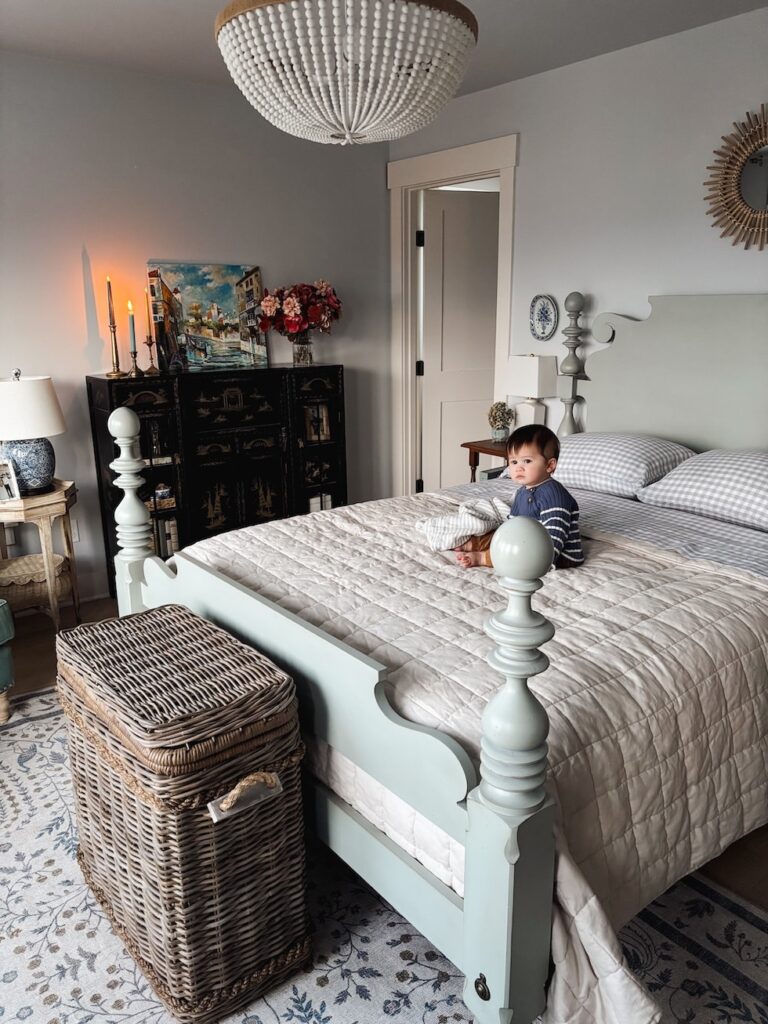 coastal cottage bedroom lidded basket end of bed the inspired room